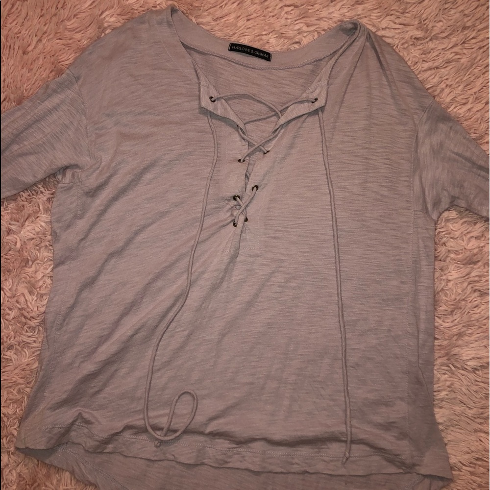 Harlowe & Graham Long Sleeve Tie Up Tee